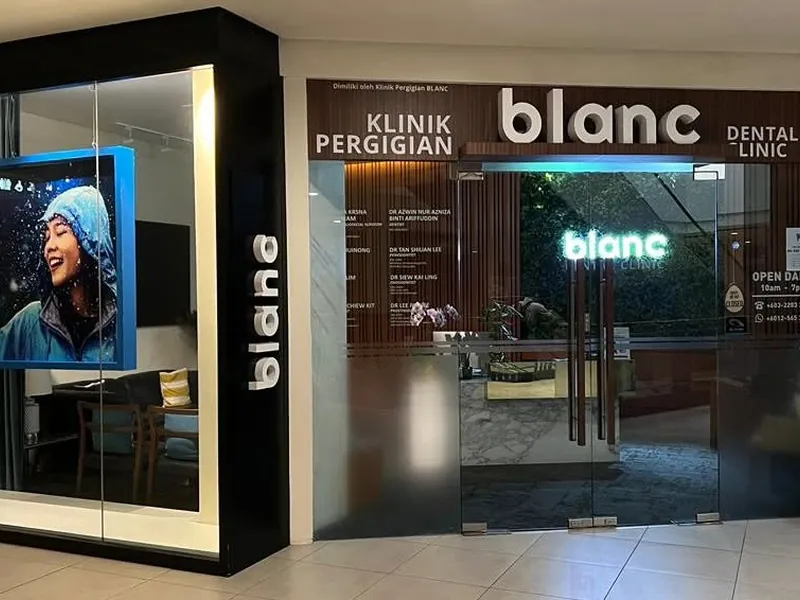 Blanc dental clinic storefront digital display Kuala Lumpur